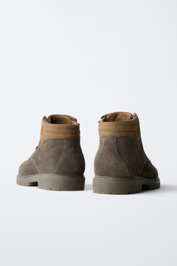 ZARA КОЖАНЫЕ БОТИНКИ, СЕРЫЙ