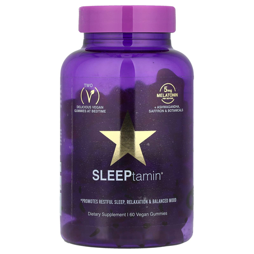 HAIRtamin, SLEEPtamin®, жевательные мармеладки, сладкие сны с ягодами, 60 веганских жевательных таблеток