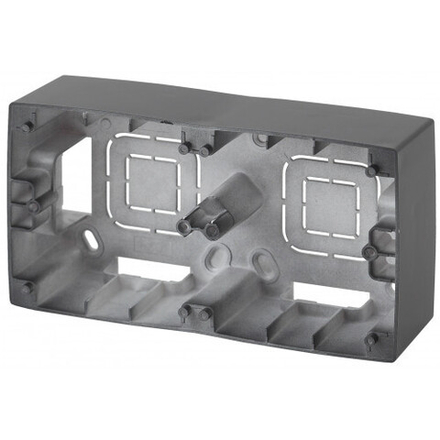 12-6102-12 ЭРА Коробка наклад. монтажа 2 поста, Эра12, графит