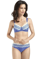 Бюстгальтер 70AA с плотной чашкой без косточек для фиксации экзопротеза молочной железы Amoena, экрю/синий