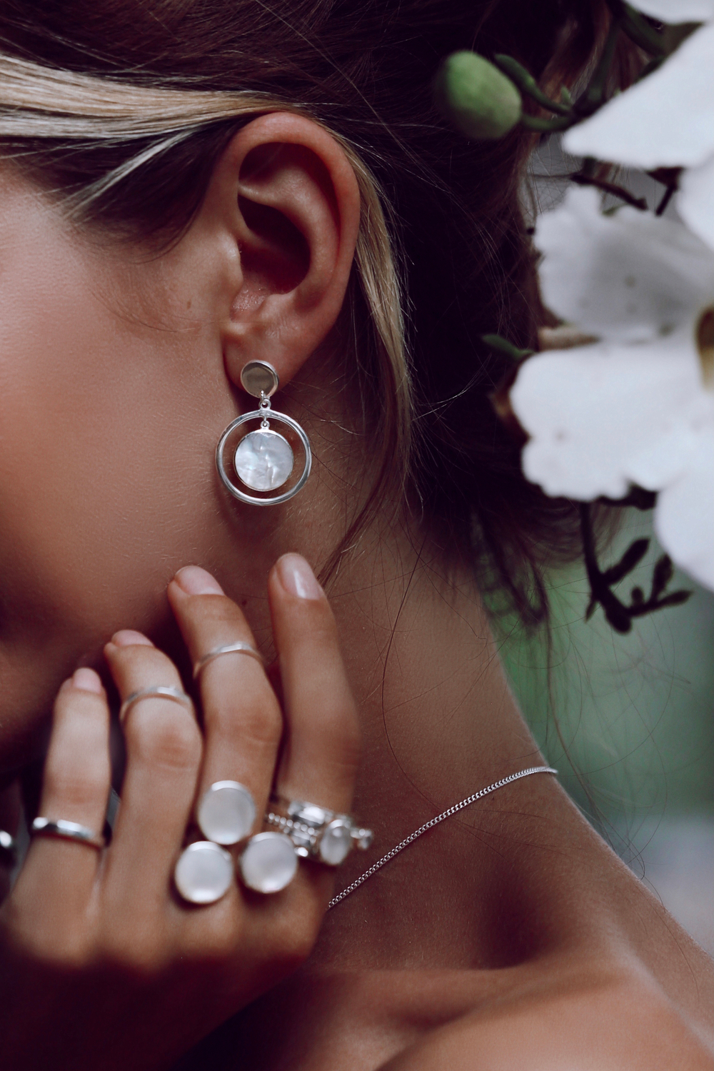 Серьги «Облако» с белым перламутром