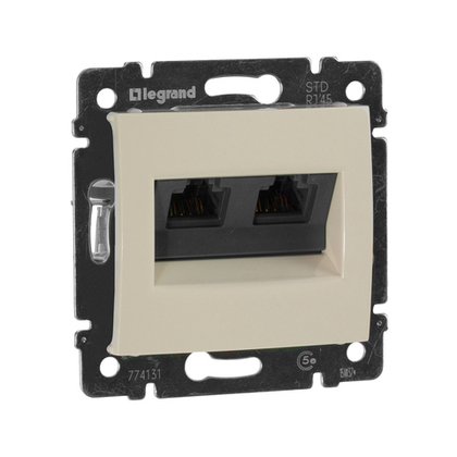 Розетка компьютерная двойная RJ45 категория 5e UTP с захватами - слоновая кость Valena Classic LEGRAND