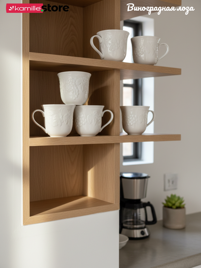 Набор кружек 350 мл. 6 штук Виноградная лоза