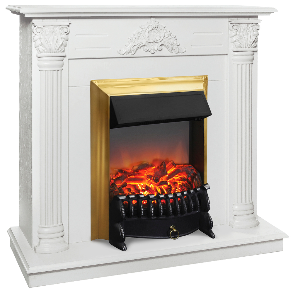 Каминокомплект Real Flame Stefania WT-F614 с очагом Fobos Lux Brass
