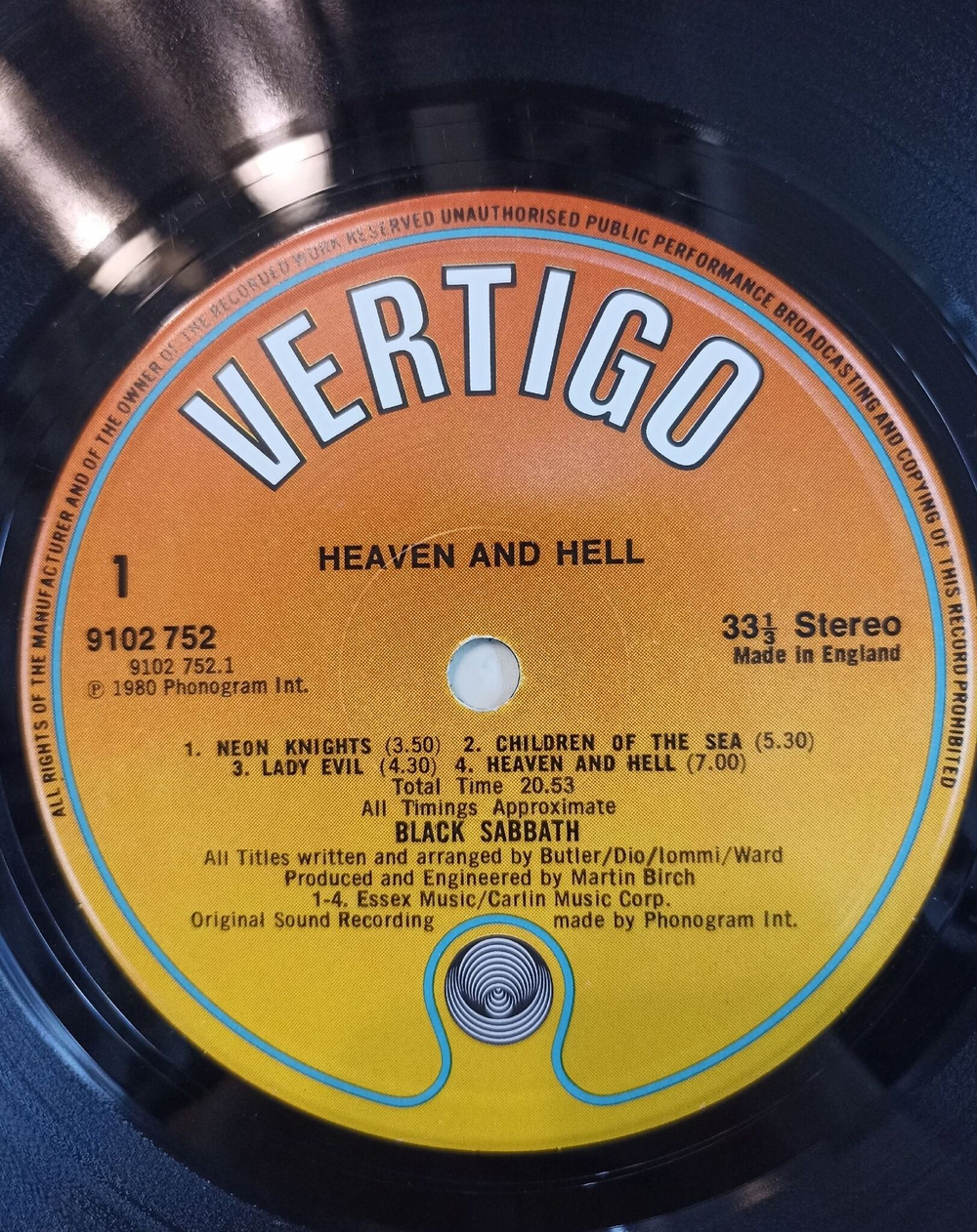 Винтажная виниловая пластинка Black Sabbath Heaven And Hell (UK 1980)