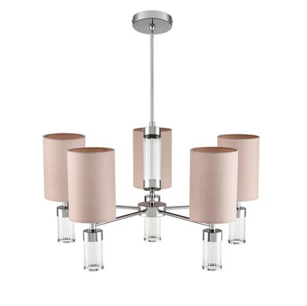 6585/5 MODERNI LN25 56 хром/бежевый, металл/текстиль, стекло Люстра подвесная E14 5*40W 220V ARNIKA