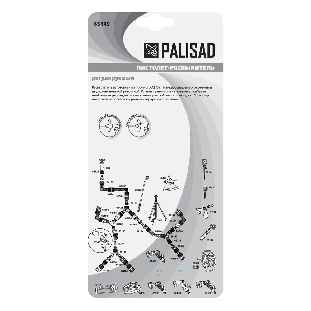 Пистолет-распылитель, регулируемый, эргономичной формы Palisad 65149