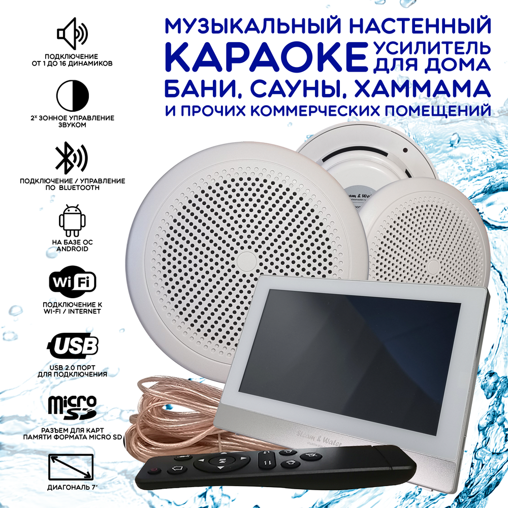 Комплект домашней акустической системы с караоке-усилителем Steam & Water SOUND 3 Standart