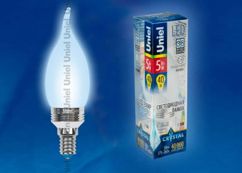 LED-CW37P-5W/NW/E14/FR ALC02SL PROMO Лампа светодиодная, в составе набора из 3шт. Форма свеча на ветру, матовая колба. Серия Crystal. Материал корпу