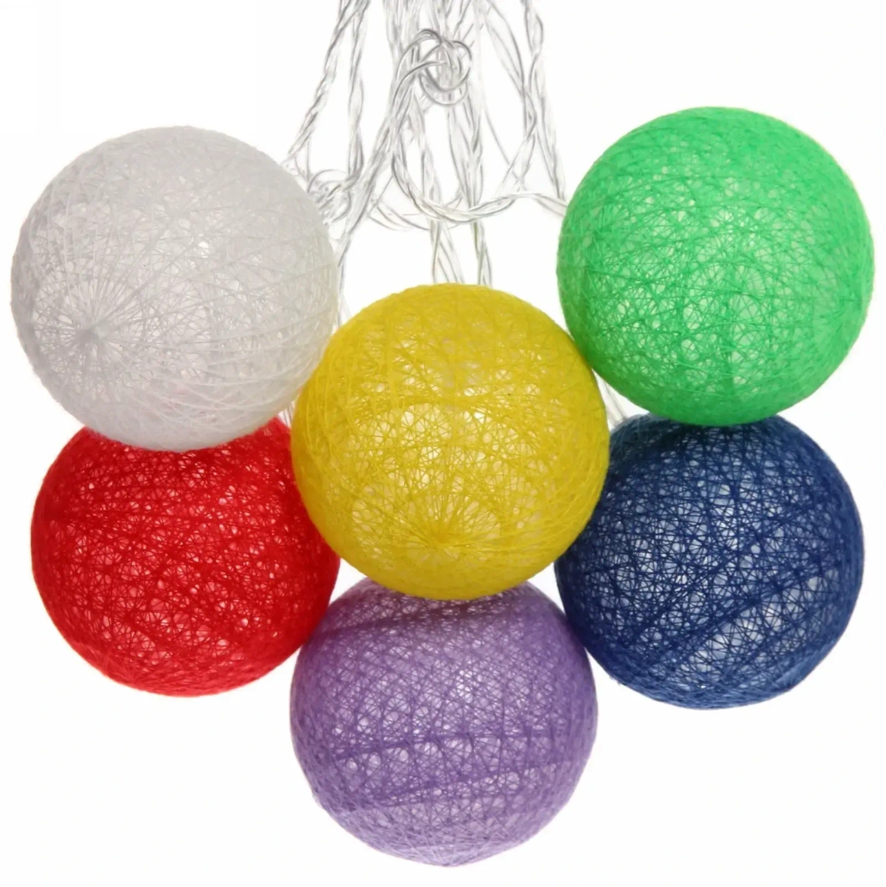 Гирлянда для дома 4 м, 20 ламп LED с насадками «Шар плетеный» d6 см, прозр.провод, IP-20, Цветные шары (с возможностью соединения)