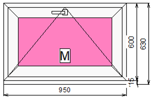 Пластиковое окно 600 х 950 фрамуга (форточка) ТермА Эко + Москитная сетка