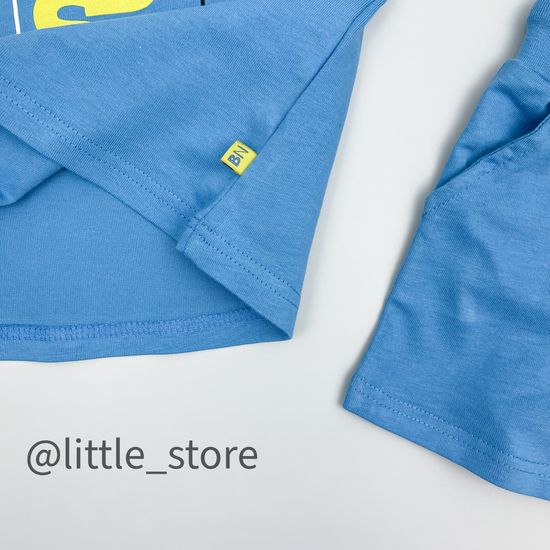 Комплект хлопковый с шортами, Темно-голубой