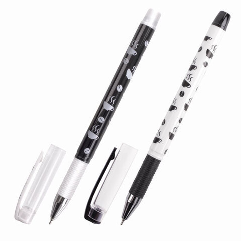 Ручка шариковая масляная с грипом BRAUBERG BLACK&WHITE Coffee, СИНЯЯ, игольчатый узел 0,7 мм, линия письма 0,35 мм, 142957, OBP321