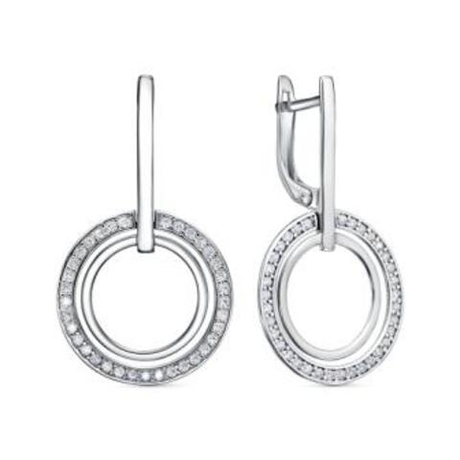 Серьги из серебра с фианитами