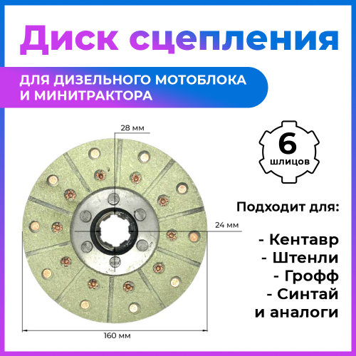 Диск сцепления КПП/6 мотоблок и минитрактор
