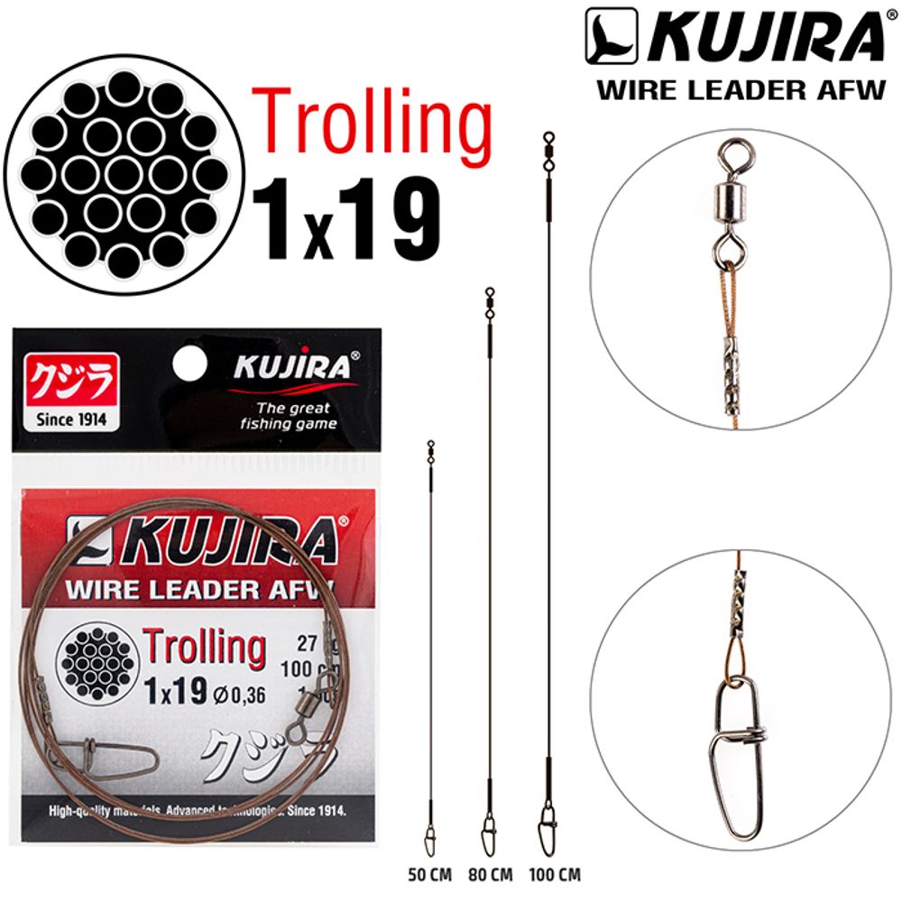 Поводок Kujira Trolling 1х19 (AFW) 0,36 20 кг 100 см (1шт.)