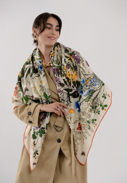 Шаль «Русский полевой букет» 100% шерсть