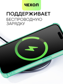 Чехол BROSCORP для Apple iPhone 15 Pro Max (арт.IP15PROMAX-HARD-TPU-POCKET-GREEN )