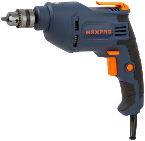 MAX-PRO Дрель электрическая 450 Вт, 0-2700об/мин, ключевой патрон 0,8-10мм, 1,2 кг, резиновые вставки, кор. 85051