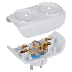 Разветвитель электрический ЭРА SP-2-W на 2 розетки без заземления 16А белый