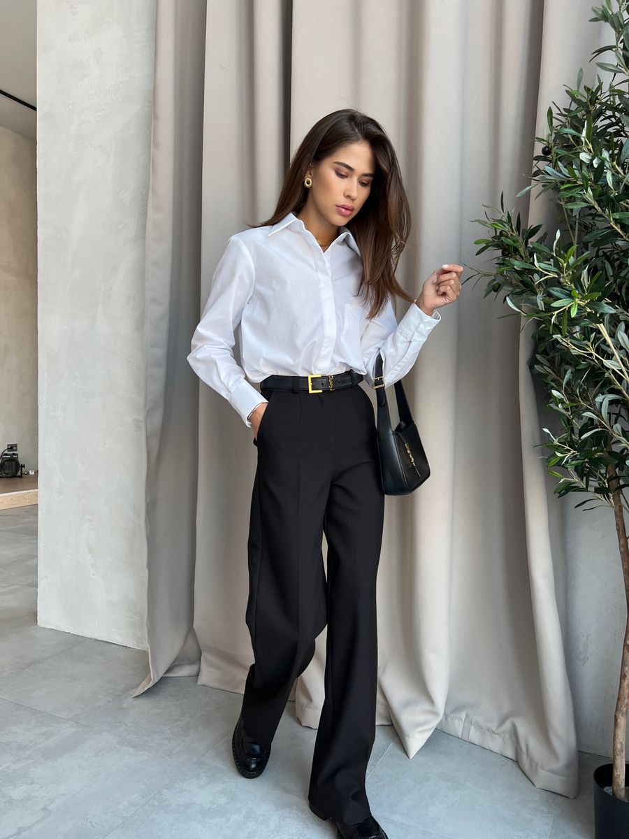 Брюки из плотной ткани черные прямые