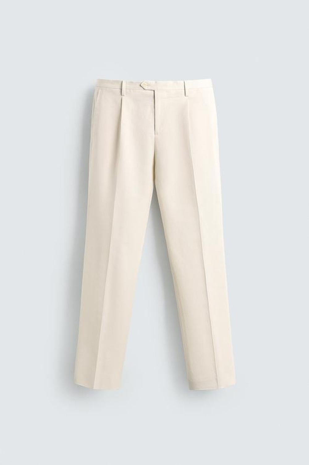 ZARA БРЮКИ REGULAR FIT СО СКЛАДКАМИ, ЭКРЮ