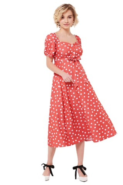 Платье для беременных и кормящих белый горох на красном, размеры 50,52