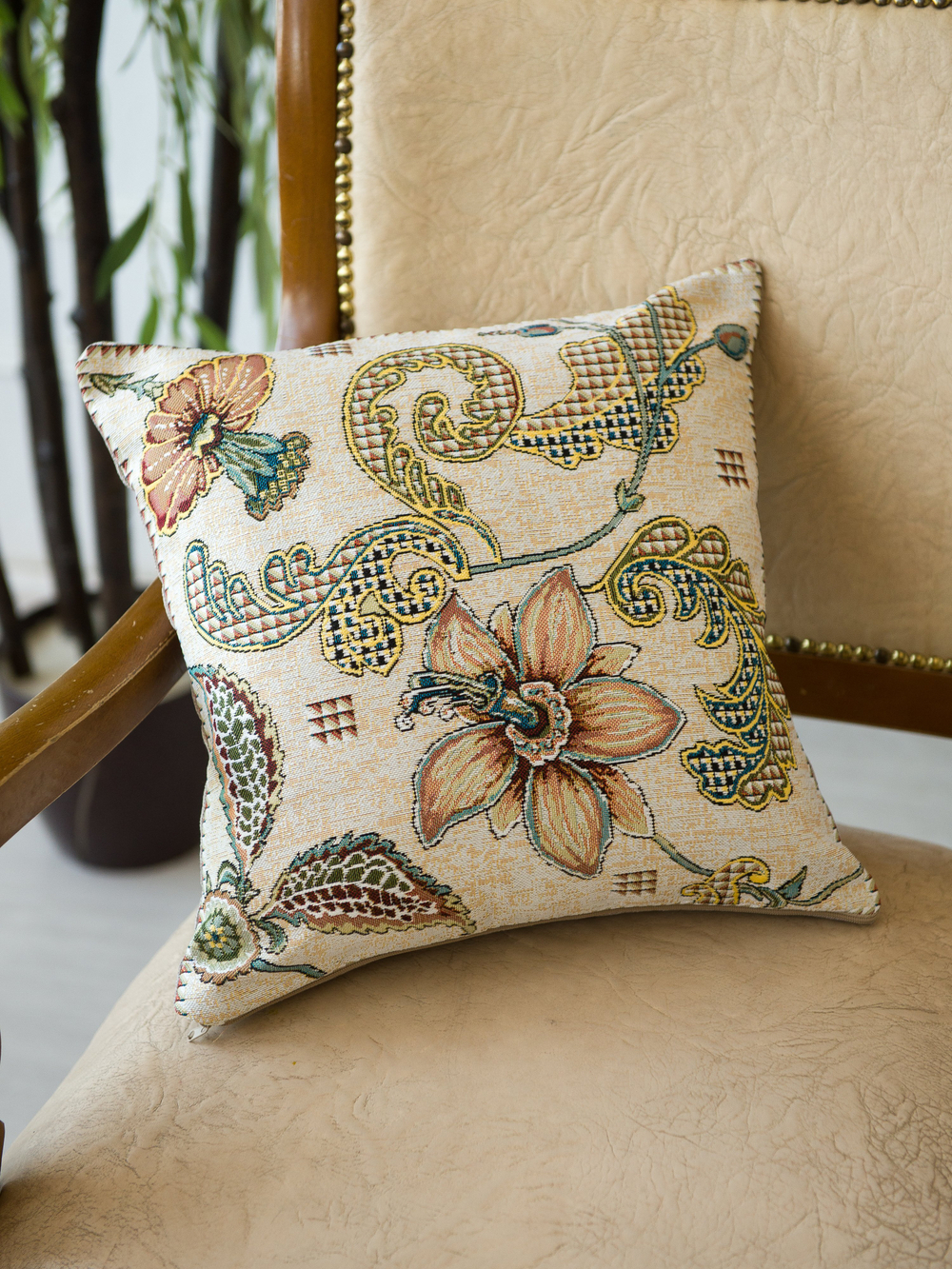 Декоративный гобеленовый чехол для интерьерной подушки Гибискус 38*38