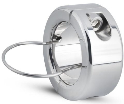 Серебристый утяжелитель для мошонки и пениса Sinner Metal Cock And Ball Lock Medium (Цвет: серебристый)