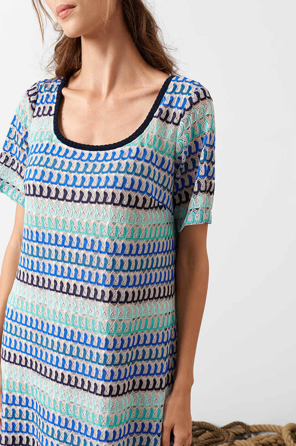 51573 Платье женское (бирюзовый мультиколор)