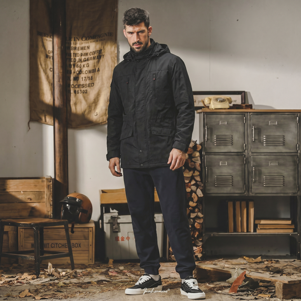 Удлиненная  ветровка европейского городского стиля тёмно-синего цвета