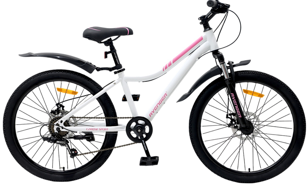 Велосипед 24" AVENGER C241DW, белый/розовый, 13"