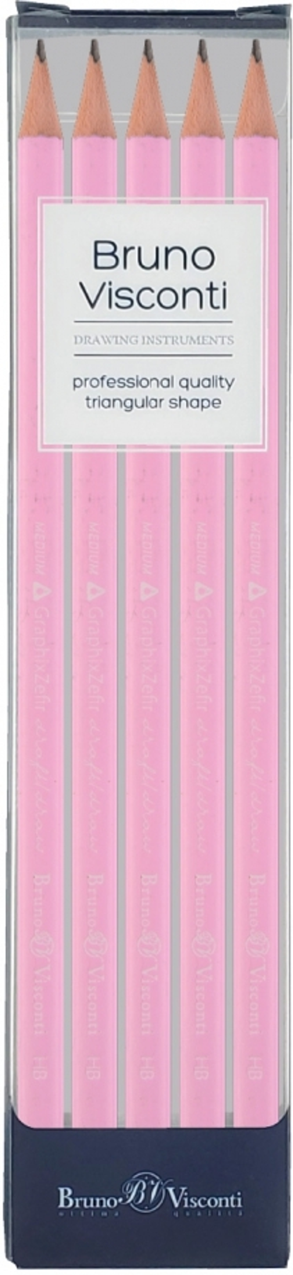 Набор ч/г карандашей "Graphix Zefir. Нежно-розовый" НВ в ассорт. (BrunoVisconti)