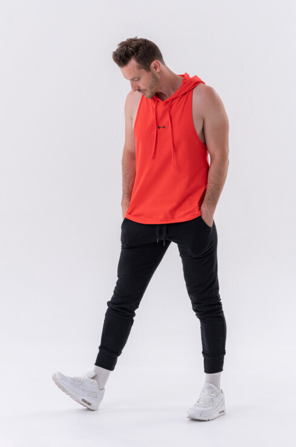 Майка Fitness Tank top with a hoodie 323 Красная