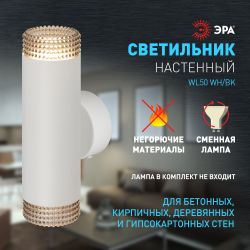 Светильник настенный ЭРА WL50 WH/BK 2*GU10 2*12Вт IP20 белый, черный