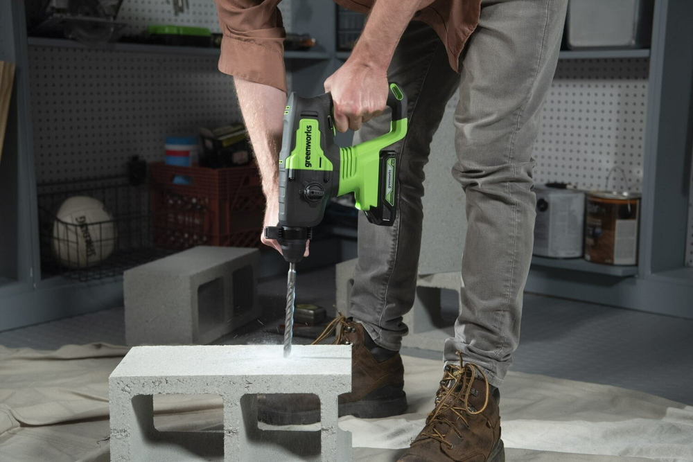 Перфоратор аккумуляторный GREENWORKS GD24SDS2 24В,SDS+,2ДЖ,б/щ,без АКБ и ЗУ (3803007)