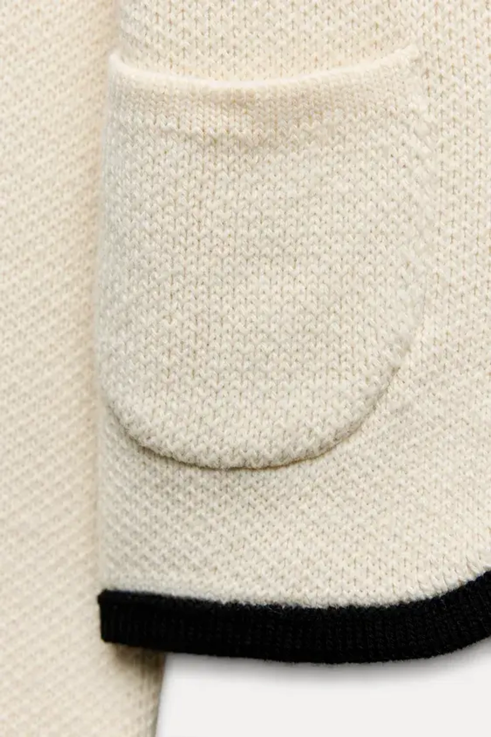 ZARA КАРДИГАН С ЗАВЯЗКАМИ, ЭКРЮ/ЧЕРНЫЙ