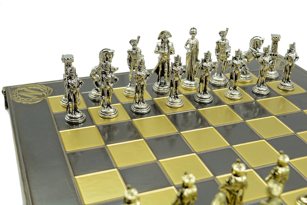 Шахматный набор "Наполеон" металлическая доска 38х38 см, фигуры золото-серебро