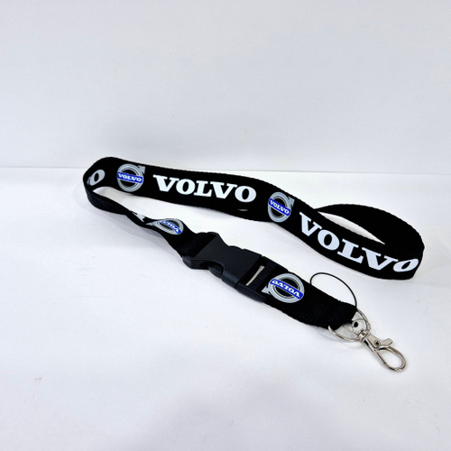 VOLVO (чёрный) Люкс / Брелок, шнурок для ключей на шею VOLVO (Вольво), ланъярд, крафт, чёрный (1 шт)