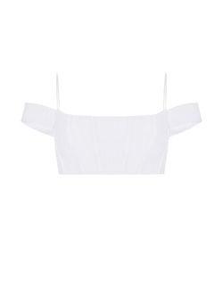 Топ укороченный корсетного типа из крепа с открытыми плечами