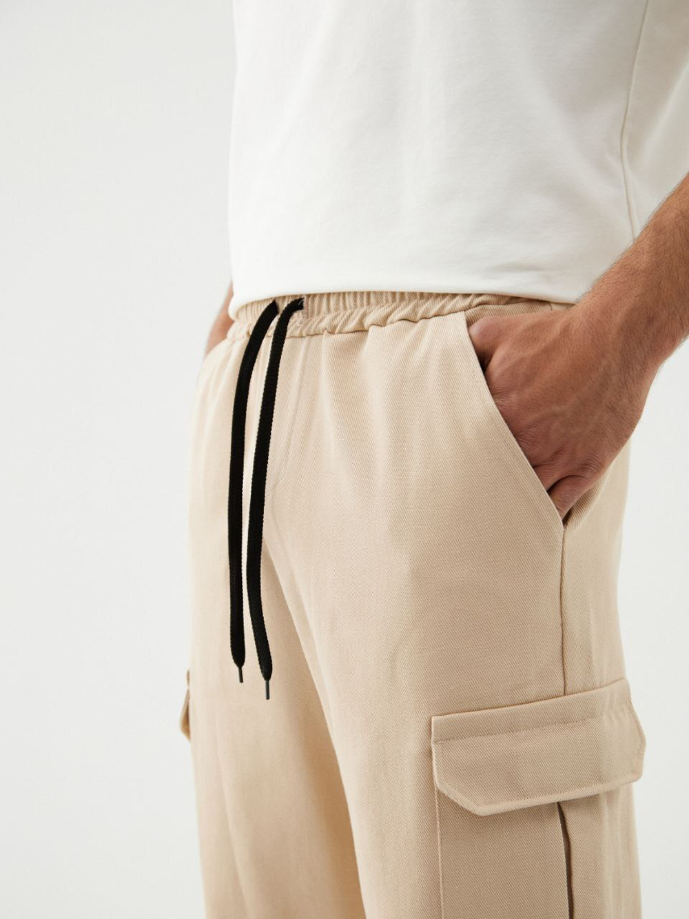 Джоггеры карго хлопковые. Песок