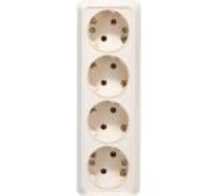 Розетка четырехместная "UNIVersal" серия "Олимп" с/з, о/у, 16А, 220В, "слоновая кость" (ivory)