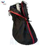 Легкий чехол с подошвой из резины на аппарат Илизарова на голени и стопе. Ткань Сорочка. Цвет изделия черный, цвет молния красная Размер OGSRZU-13