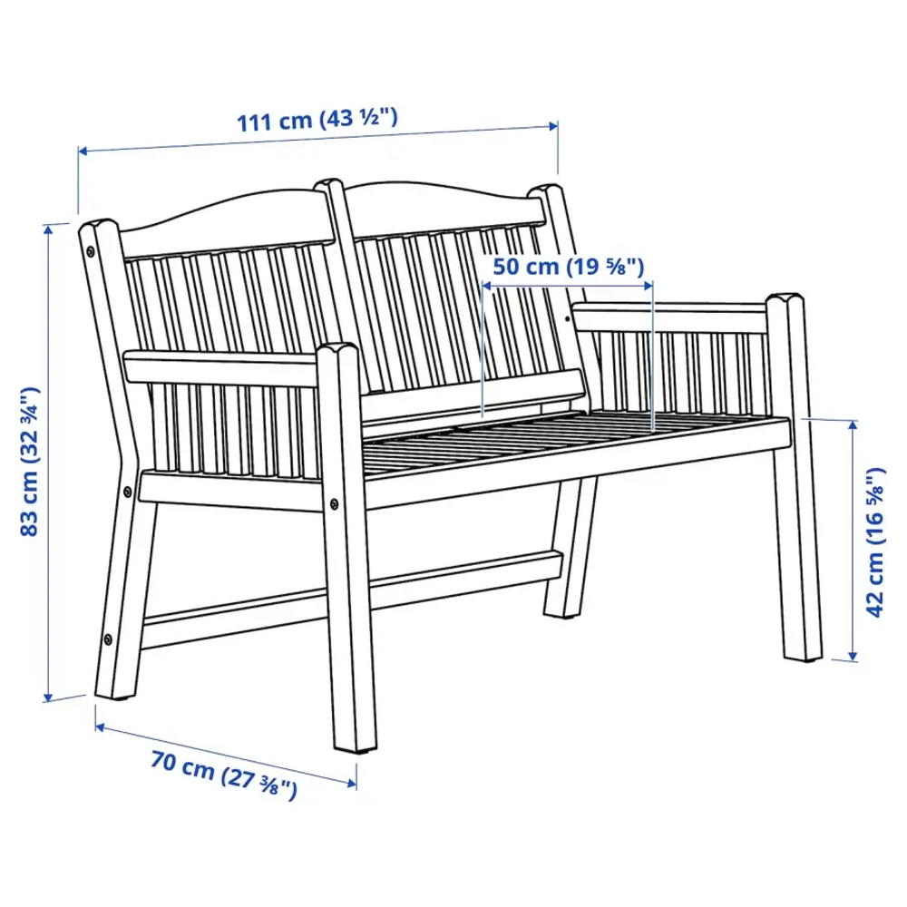 Садовый банк - IKEA PÄRONHOLMEN/PARONHOLMEN, 111x70x83см, красный, ПЭРОНХОЛЬМЕН ИКЕА