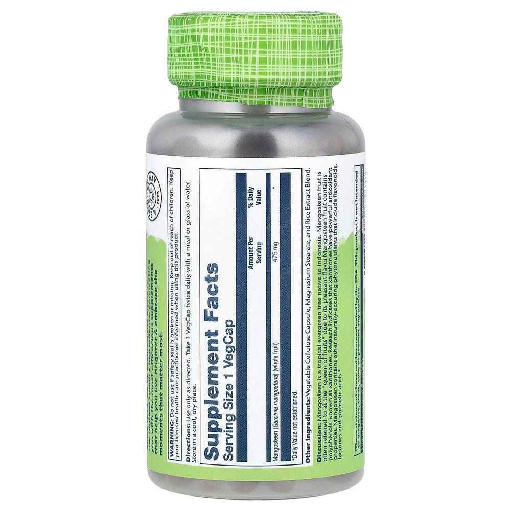 Solaray, True Herbs, мангостан, 475 мг, 100 растительных капсул