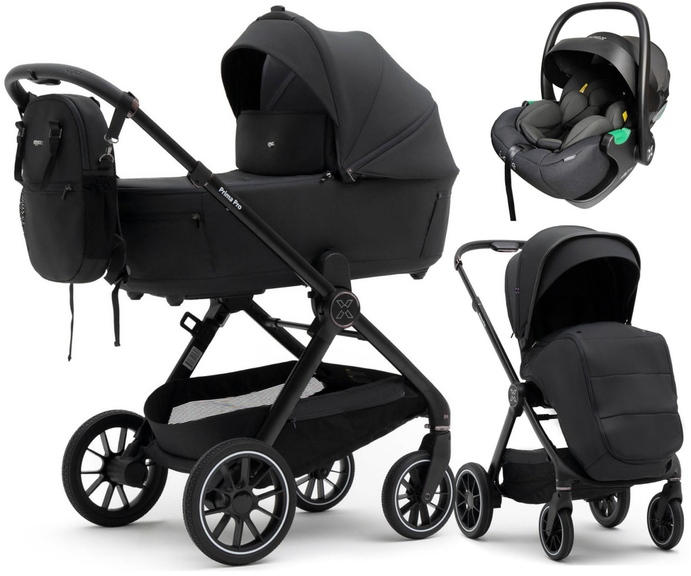 Коляска Agex Prima Pro 3 в 1 с автокреслом i-Safe Black Midnight Grey (Темно-серый)