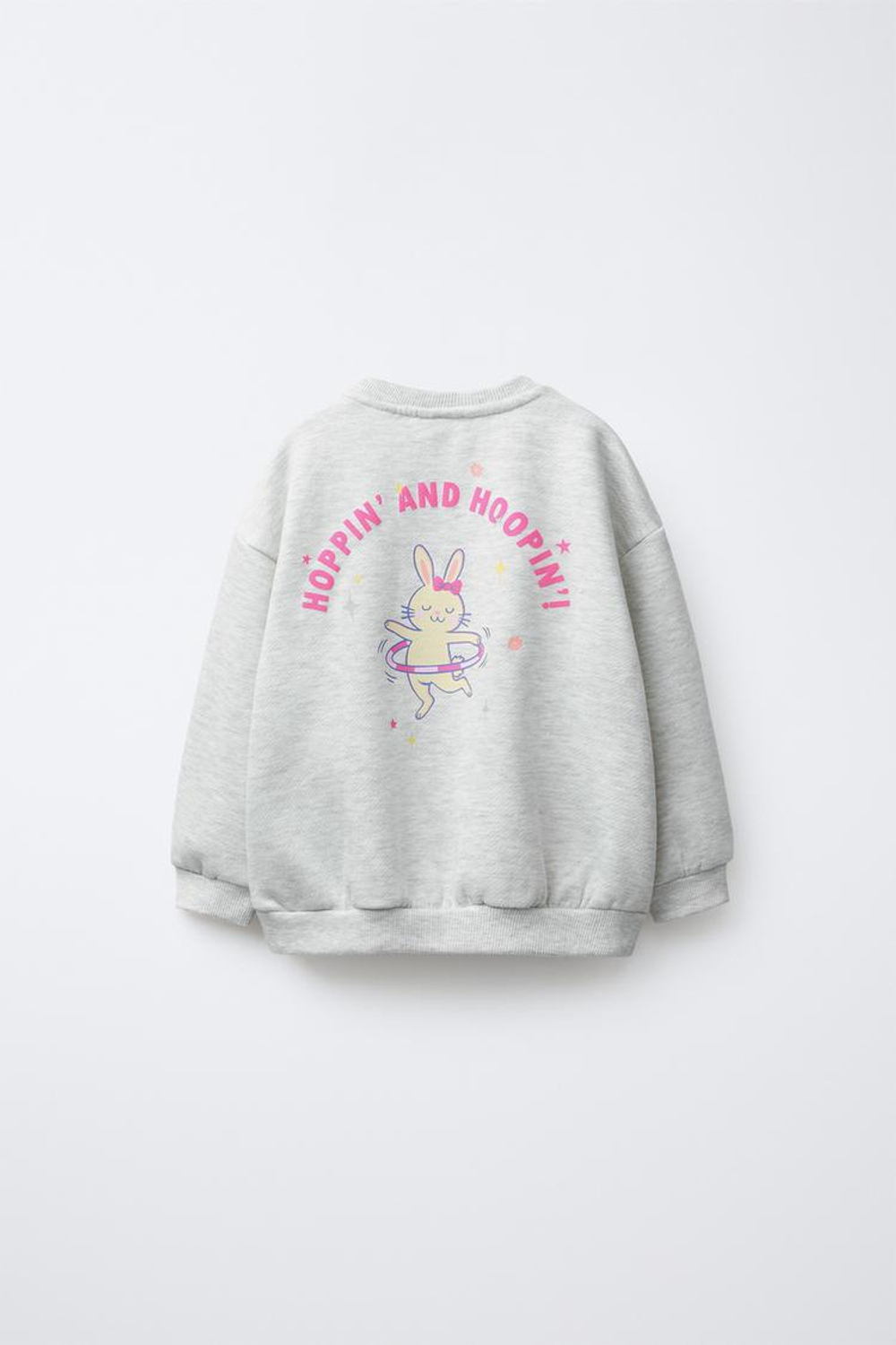 ZARA ТОЛСТОВКА С ПРИНТОМ, СЕРЫЙ МЕЛАНЖ