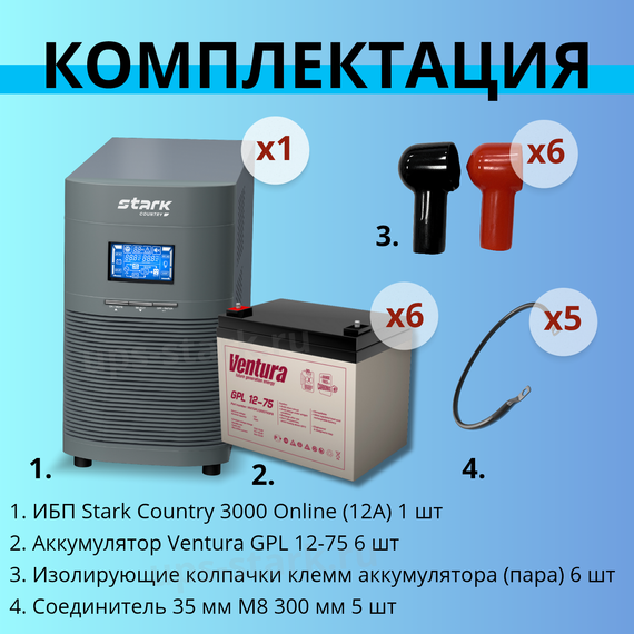 Комплект ИБП SC 3000 online + GPL 12-75 х 6 шт.