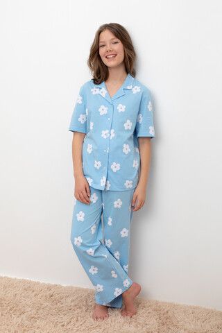 пижама  для девочки  КБ 2829/голубая мечта,цветы