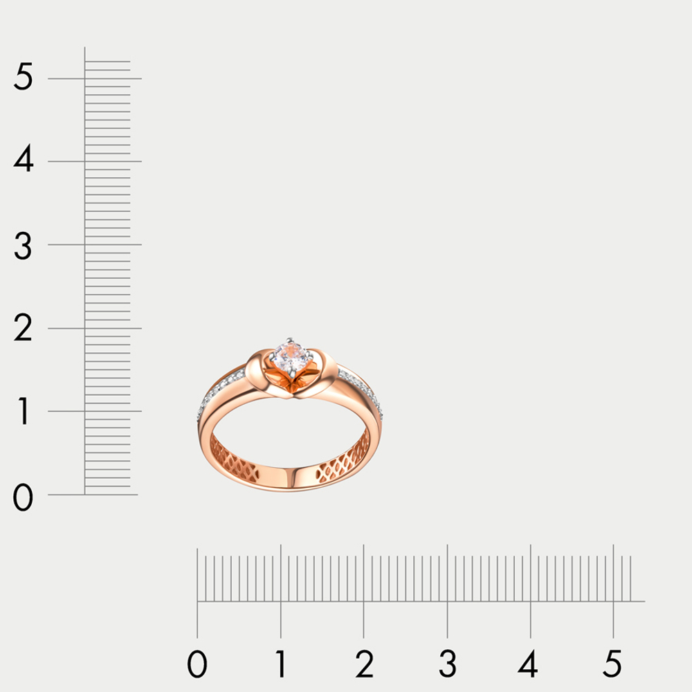 Помолвочное кольцо женское из розового золота 585 пробы с фианитами (арт. 903341-1102)